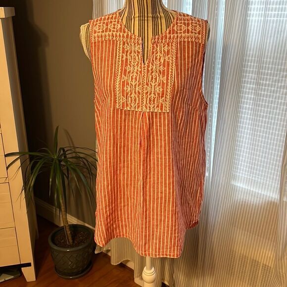 Ladies Beach Lunch Lounge Linen Tank Shirt - Picture 1 of 6